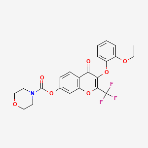 molecular formula C23H20F3NO7 B2943588 3-(2-ethoxyphenoxy)-4-oxo-2-(trifluoromethyl)-4H-chromen-7-yl morpholine-4-carboxylate CAS No. 848673-22-3