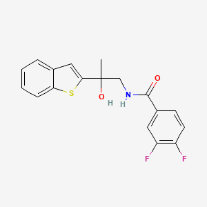 molecular formula C18H15F2NO2S B2943598 N-[2-(1-benzothiophen-2-yl)-2-hydroxypropyl]-3,4-difluorobenzamide CAS No. 2034313-67-0
