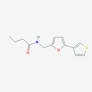 molecular formula C13H15NO2S B2943639 N-((5-(thiophen-3-yl)furan-2-yl)methyl)butyramide CAS No. 2034438-15-6