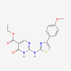 molecular formula C17H16N4O4S B2943654 Ethyl 2-{[4-(4-methoxyphenyl)-1,3-thiazol-2-yl]amino}-6-oxo-1,6-dihydro-5-pyrimidinecarboxylate CAS No. 861211-28-1