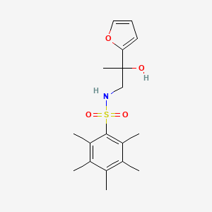 molecular formula C18H25NO4S B2943671 N-(2-(furan-2-yl)-2-hydroxypropyl)-2,3,4,5,6-pentamethylbenzenesulfonamide CAS No. 1396874-53-5