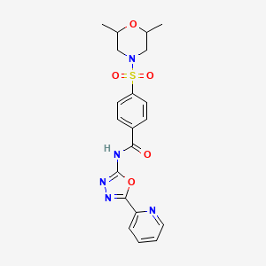 molecular formula C20H21N5O5S B2943683 4-((2,6-dimethylmorpholino)sulfonyl)-N-(5-(pyridin-2-yl)-1,3,4-oxadiazol-2-yl)benzamide CAS No. 862809-63-0