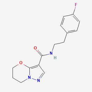 molecular formula C15H16FN3O2 B2943685 N-(4-fluorophenethyl)-6,7-dihydro-5H-pyrazolo[5,1-b][1,3]oxazine-3-carboxamide CAS No. 1428366-57-7