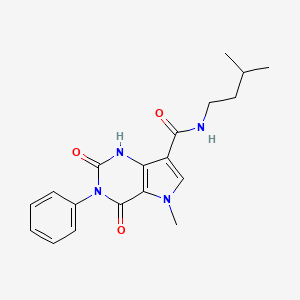 molecular formula C19H22N4O3 B2943694 5-methyl-N-(3-methylbutyl)-2,4-dioxo-3-phenyl-1H,2H,3H,4H,5H-pyrrolo[3,2-d]pyrimidine-7-carboxamide CAS No. 923220-77-3