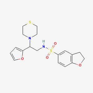 molecular formula C18H22N2O4S2 B2943728 N-(2-(furan-2-yl)-2-thiomorpholinoethyl)-2,3-dihydrobenzofuran-5-sulfonamide CAS No. 2034567-09-2