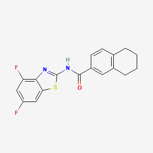 molecular formula C18H14F2N2OS B2943741 N-(4,6-difluoro-1,3-benzothiazol-2-yl)-5,6,7,8-tetrahydronaphthalene-2-carboxamide CAS No. 897618-20-1