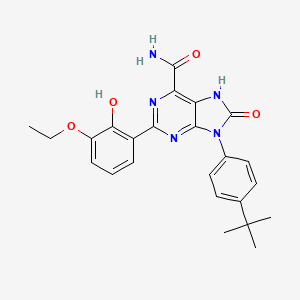 molecular formula C24H25N5O4 B2943751 9-(4-(tert-butyl)phenyl)-2-(3-ethoxy-2-hydroxyphenyl)-8-oxo-8,9-dihydro-7H-purine-6-carboxamide CAS No. 898442-30-3