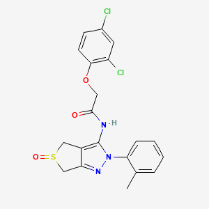 molecular formula C20H17Cl2N3O3S B2943752 2-(2,4-dichlorophenoxy)-N-[2-(2-methylphenyl)-5-oxo-2H,4H,6H-5lambda4-thieno[3,4-c]pyrazol-3-yl]acetamide CAS No. 1007192-55-3