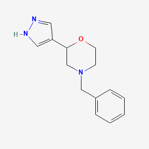 molecular formula C14H17N3O B2943811 4-Benzyl-2-(1H-pyrazol-4-yl)morpholine CAS No. 2228909-51-9