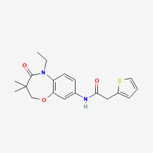 N-(5-ethyl-3,3-dimethyl-4-oxo-2,3,4,5-tetrahydrobenzo[b][1,4]oxazepin-8-yl)-2-(thiophen-2-yl)acetamide