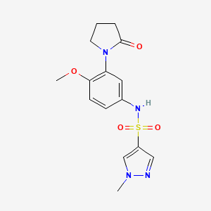 molecular formula C15H18N4O4S B2943855 N-(4-methoxy-3-(2-oxopyrrolidin-1-yl)phenyl)-1-methyl-1H-pyrazole-4-sulfonamide CAS No. 1448063-40-8