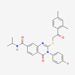 2-((2-(2,4-dimethylphenyl)-2-oxoethyl)thio)-3-(4-fluorophenyl)-N-isopropyl-4-oxo-3,4-dihydroquinazoline-7-carboxamide