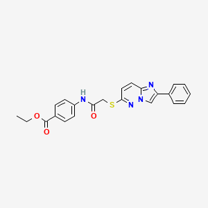 molecular formula C23H20N4O3S B2943885 Ethyl 4-(2-((2-phenylimidazo[1,2-b]pyridazin-6-yl)thio)acetamido)benzoate CAS No. 896287-08-4