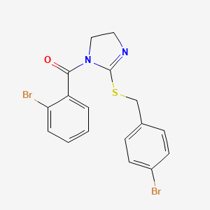 molecular formula C17H14Br2N2OS B2943963 1-(2-bromobenzoyl)-2-{[(4-bromophenyl)methyl]sulfanyl}-4,5-dihydro-1H-imidazole CAS No. 851800-63-0