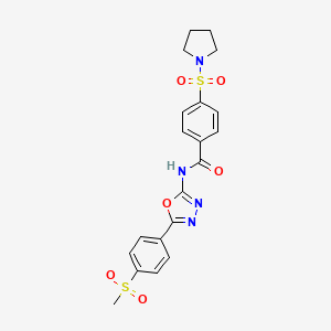 molecular formula C20H20N4O6S2 B2943972 N-(5-(4-(methylsulfonyl)phenyl)-1,3,4-oxadiazol-2-yl)-4-(pyrrolidin-1-ylsulfonyl)benzamide CAS No. 886910-57-2