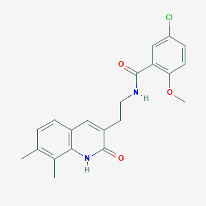 molecular formula C21H21ClN2O3 B2943974 5-chloro-N-[2-(7,8-dimethyl-2-oxo-1,2-dihydroquinolin-3-yl)ethyl]-2-methoxybenzamide CAS No. 851407-62-0