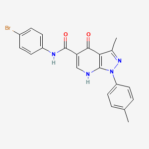 molecular formula C21H17BrN4O2 B2943982 N-(4-bromophenyl)-3-methyl-4-oxo-1-(p-tolyl)-4,7-dihydro-1H-pyrazolo[3,4-b]pyridine-5-carboxamide CAS No. 898412-68-5