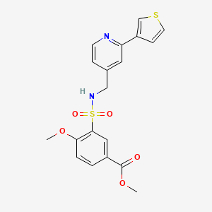 molecular formula C19H18N2O5S2 B2944030 methyl 4-methoxy-3-({[2-(thiophen-3-yl)pyridin-4-yl]methyl}sulfamoyl)benzoate CAS No. 2034397-96-9