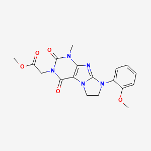molecular formula C18H19N5O5 B2944148 Methyl 2-[6-(2-methoxyphenyl)-4-methyl-1,3-dioxo-7,8-dihydropurino[7,8-a]imidazol-2-yl]acetate CAS No. 893975-28-5