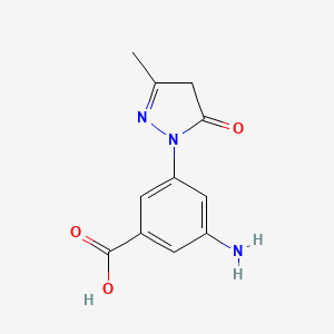 molecular formula C11H11N3O3 B2944276 3-amino-5-(3-methyl-5-oxo-4,5-dihydro-1H-pyrazol-1-yl)benzoic acid CAS No. 293327-15-8