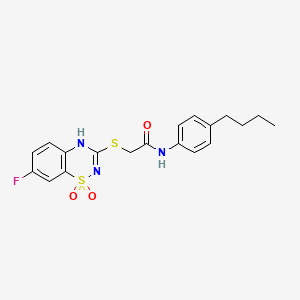 molecular formula C19H20FN3O3S2 B2944280 N-(4-butylphenyl)-2-[(7-fluoro-1,1-dioxo-4H-1lambda6,2,4-benzothiadiazin-3-yl)sulfanyl]acetamide CAS No. 886953-59-9