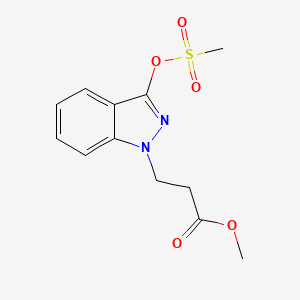 molecular formula C12H14N2O5S B2944306 methyl3-[3-(methanesulfonyloxy)-1H-indazol-1-yl]propanoate CAS No. 2567497-98-5