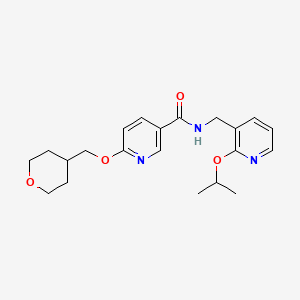 molecular formula C21H27N3O4 B2944309 6-[(oxan-4-yl)methoxy]-N-{[2-(propan-2-yloxy)pyridin-3-yl]methyl}pyridine-3-carboxamide CAS No. 2034295-88-8
