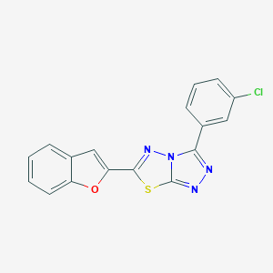 molecular formula C17H9ClN4OS B294431 6-(1-Benzofuran-2-yl)-3-(3-chlorophenyl)-[1,2,4]triazolo[3,4-b][1,3,4]thiadiazole 