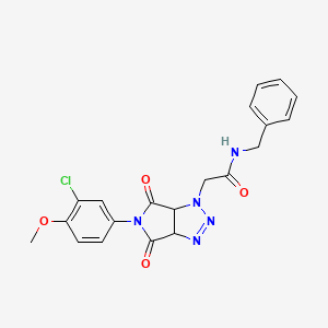 molecular formula C20H18ClN5O4 B2944310 N-benzyl-2-[5-(3-chloro-4-methoxyphenyl)-4,6-dioxo-1H,3aH,4H,5H,6H,6aH-pyrrolo[3,4-d][1,2,3]triazol-1-yl]acetamide CAS No. 1052606-27-5