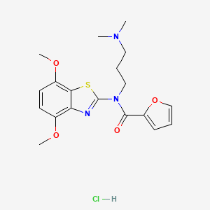 molecular formula C19H24ClN3O4S B2944314 N-(4,7-DIMETHOXY-1,3-BENZOTHIAZOL-2-YL)-N-[3-(DIMETHYLAMINO)PROPYL]FURAN-2-CARBOXAMIDE HYDROCHLORIDE CAS No. 1215807-82-1