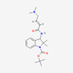 molecular formula C21H31N3O3 B2944366 Tert-butyl 3-[[(E)-4-(dimethylamino)but-2-enoyl]amino]-2,2-dimethyl-3H-indole-1-carboxylate CAS No. 2411325-72-7