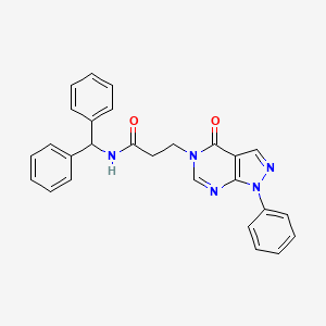molecular formula C27H23N5O2 B2944378 N-(diphenylmethyl)-3-{4-oxo-1-phenyl-1H,4H,5H-pyrazolo[3,4-d]pyrimidin-5-yl}propanamide CAS No. 946312-41-0