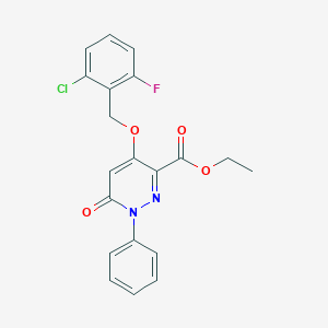 molecular formula C20H16ClFN2O4 B2944385 Ethyl 4-((2-chloro-6-fluorobenzyl)oxy)-6-oxo-1-phenyl-1,6-dihydropyridazine-3-carboxylate CAS No. 899943-99-8