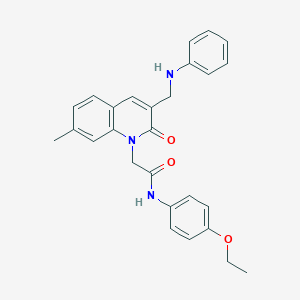 molecular formula C27H27N3O3 B2944386 N-(4-ethoxyphenyl)-2-{7-methyl-2-oxo-3-[(phenylamino)methyl]-1,2-dihydroquinolin-1-yl}acetamide CAS No. 932469-56-2