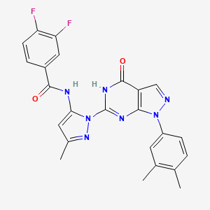 molecular formula C24H19F2N7O2 B2944399 N-(1-(1-(3,4-dimethylphenyl)-4-oxo-4,5-dihydro-1H-pyrazolo[3,4-d]pyrimidin-6-yl)-3-methyl-1H-pyrazol-5-yl)-3,4-difluorobenzamide CAS No. 1172545-16-2