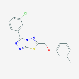 molecular formula C17H13ClN4OS B294440 3-(3-Chlorophenyl)-6-[(3-methylphenoxy)methyl]-[1,2,4]triazolo[3,4-b][1,3,4]thiadiazole 