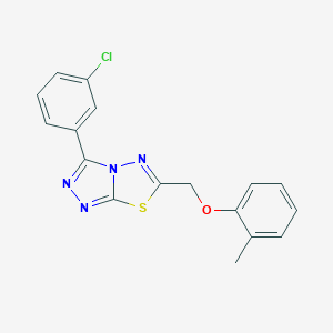 molecular formula C17H13ClN4OS B294441 3-(3-Chlorophenyl)-6-[(2-methylphenoxy)methyl]-[1,2,4]triazolo[3,4-b][1,3,4]thiadiazole 