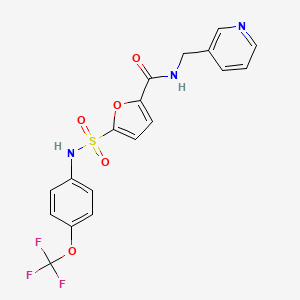 molecular formula C18H14F3N3O5S B2944498 N-(pyridin-3-ylmethyl)-5-(N-(4-(trifluoromethoxy)phenyl)sulfamoyl)furan-2-carboxamide CAS No. 1172568-35-2