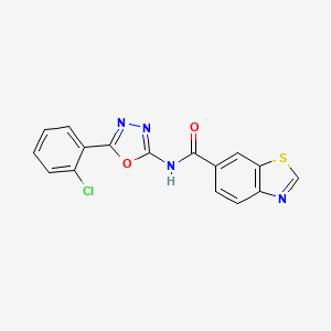 molecular formula C16H9ClN4O2S B2944510 N-[5-(2-chlorophenyl)-1,3,4-oxadiazol-2-yl]-1,3-benzothiazole-6-carboxamide CAS No. 865249-70-3