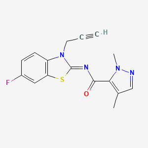 molecular formula C16H13FN4OS B2944588 (Z)-N-(6-fluoro-3-(prop-2-yn-1-yl)benzo[d]thiazol-2(3H)-ylidene)-1,4-dimethyl-1H-pyrazole-5-carboxamide CAS No. 1207061-43-5