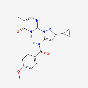 N-[5-Cyclopropyl-2-(4,5-dimethyl-6-oxo-1H-pyrimidin-2-yl)pyrazol-3-yl]-4-methoxybenzamide