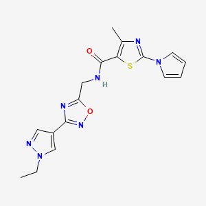 N-((3-(1-ethyl-1H-pyrazol-4-yl)-1,2,4-oxadiazol-5-yl)methyl)-4-methyl-2-(1H-pyrrol-1-yl)thiazole-5-carboxamide