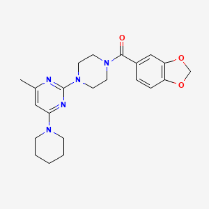 molecular formula C22H27N5O3 B2944604 1,3-Benzodioxol-5-yl-[4-(4-methyl-6-piperidin-1-ylpyrimidin-2-yl)piperazin-1-yl]methanone CAS No. 941983-82-0