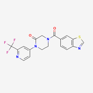 molecular formula C18H13F3N4O2S B2944605 4-(1,3-Benzothiazole-6-carbonyl)-1-[2-(trifluoromethyl)pyridin-4-yl]piperazin-2-one CAS No. 2380098-12-2