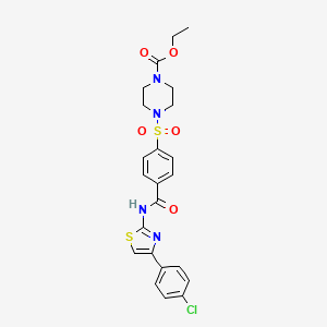 molecular formula C23H23ClN4O5S2 B2944646 ethyl 4-(4-{[4-(4-chlorophenyl)-1,3-thiazol-2-yl]carbamoyl}benzenesulfonyl)piperazine-1-carboxylate CAS No. 361174-19-8