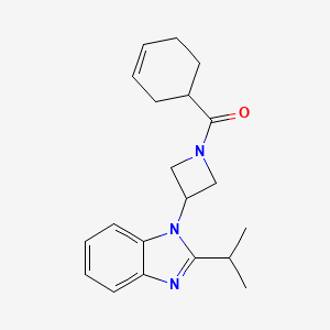 molecular formula C20H25N3O B2944653 1-[1-(cyclohex-3-ene-1-carbonyl)azetidin-3-yl]-2-(propan-2-yl)-1H-1,3-benzodiazole CAS No. 2415489-83-5