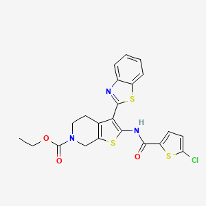 molecular formula C22H18ClN3O3S3 B2944655 ethyl 3-(1,3-benzothiazol-2-yl)-2-(5-chlorothiophene-2-amido)-4H,5H,6H,7H-thieno[2,3-c]pyridine-6-carboxylate CAS No. 864927-39-9