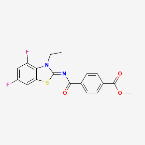 molecular formula C18H14F2N2O3S B2944660 methyl 4-{[(2Z)-3-ethyl-4,6-difluoro-2,3-dihydro-1,3-benzothiazol-2-ylidene]carbamoyl}benzoate CAS No. 868375-27-3