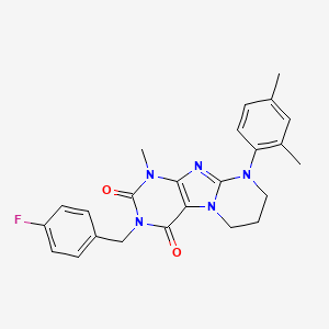 molecular formula C24H24FN5O2 B2944665 9-(2,4-dimethylphenyl)-3-(4-fluorobenzyl)-1-methyl-6,7,8,9-tetrahydropyrimido[2,1-f]purine-2,4(1H,3H)-dione CAS No. 922453-91-6