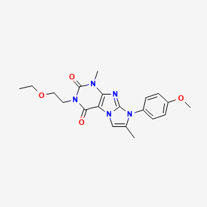 molecular formula C20H23N5O4 B2944669 3-(2-乙氧基乙基)-8-(4-甲氧基苯基)-1,7-二甲基-1H-咪唑并[2,1-f]嘌呤-2,4(3H,8H)-二酮 CAS No. 877644-05-8